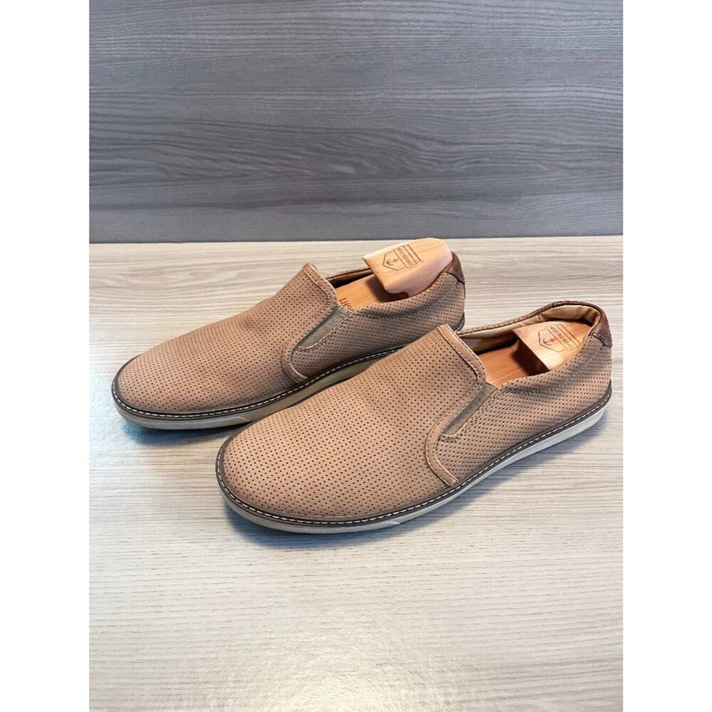Johnston & Murphy J&M Men's Perforated Leather Slip On Loafers Tan Size 11M